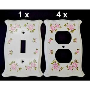 Star Canada Switch Wall Plates Outlet Covers Pink Floral White Retro Cottagecore